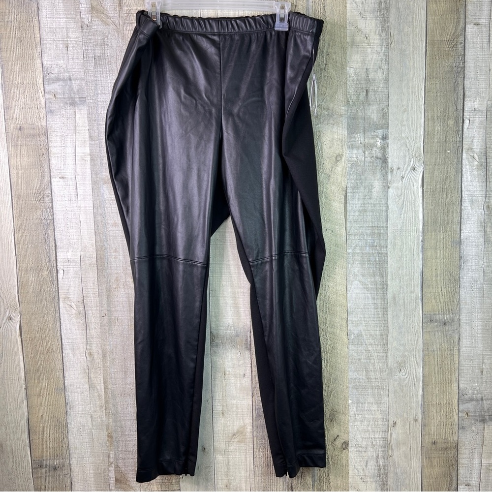 Bar lll Size 3X Faux Pleather Pull On Pants Stretch Waistband Zipper Pant Legs